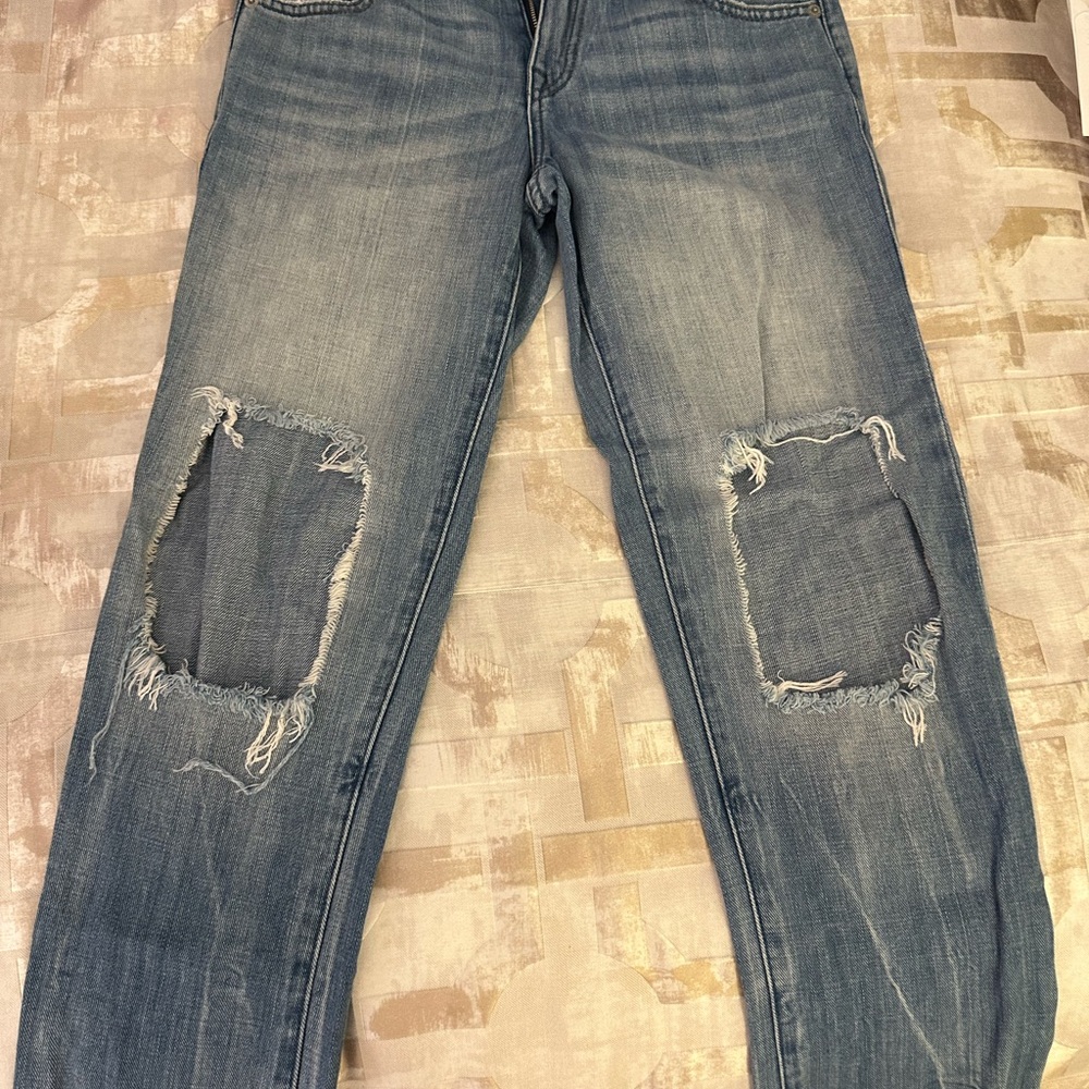 True Religion Relaxed Fit Distressed Blue Jeans